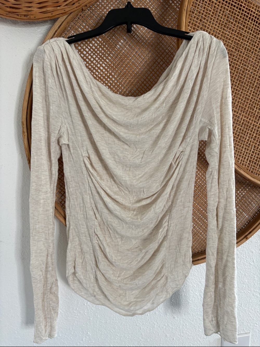 Free People Intimates Draped Long-Sleeve Women's Top in Beige Med